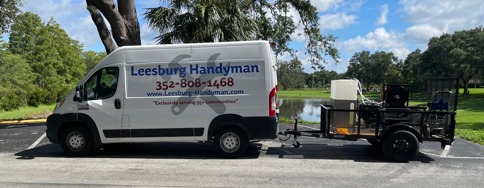 Leesburg Handyman LLC service van and trailer — exclusively serving 55+ communities